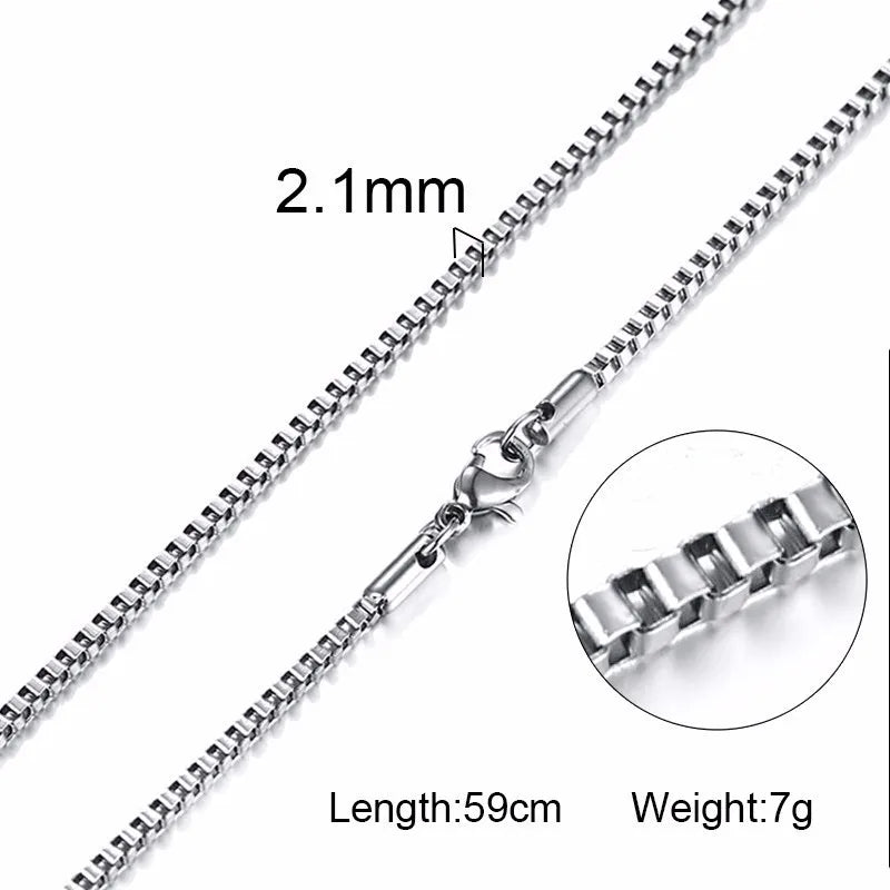 Stainless Steel Box Chains Necklace 2mm 4.5mm 18-24 Inch