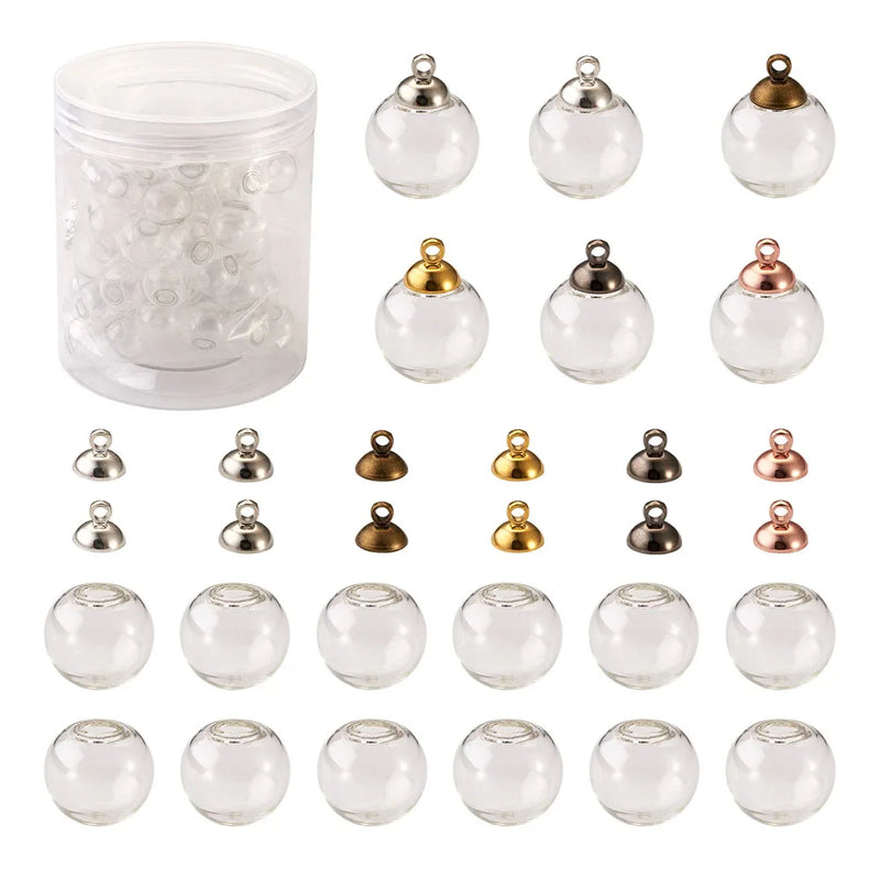 Clear Glass Bottle Charms Empty Globe Round Ball Pendant DIY Jewelry Making
