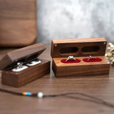 Walnut Wooden Ring Box Necklace Ring Earring Box