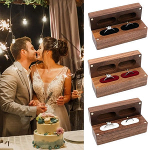 Walnut Wooden Ring Box Necklace Ring Earring Box