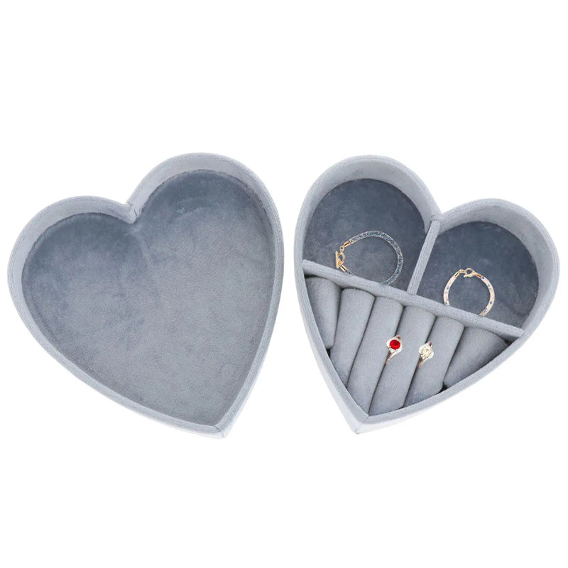 Heart-Shaped Mini Travel Jewelry Case for Girls - Earrings, Necklaces