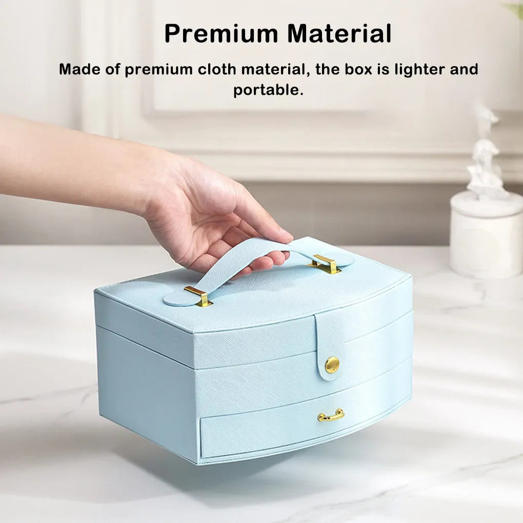 Vintage Geometric Jewelry Storage Box 2-Layers for Women