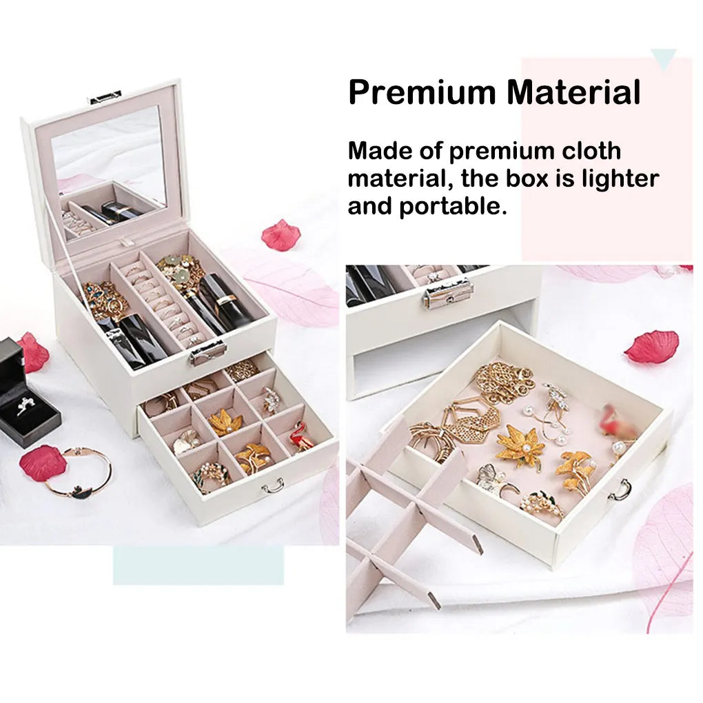 Large Capacity Vintage Jewelry Box for Rings Earring Necklace Women