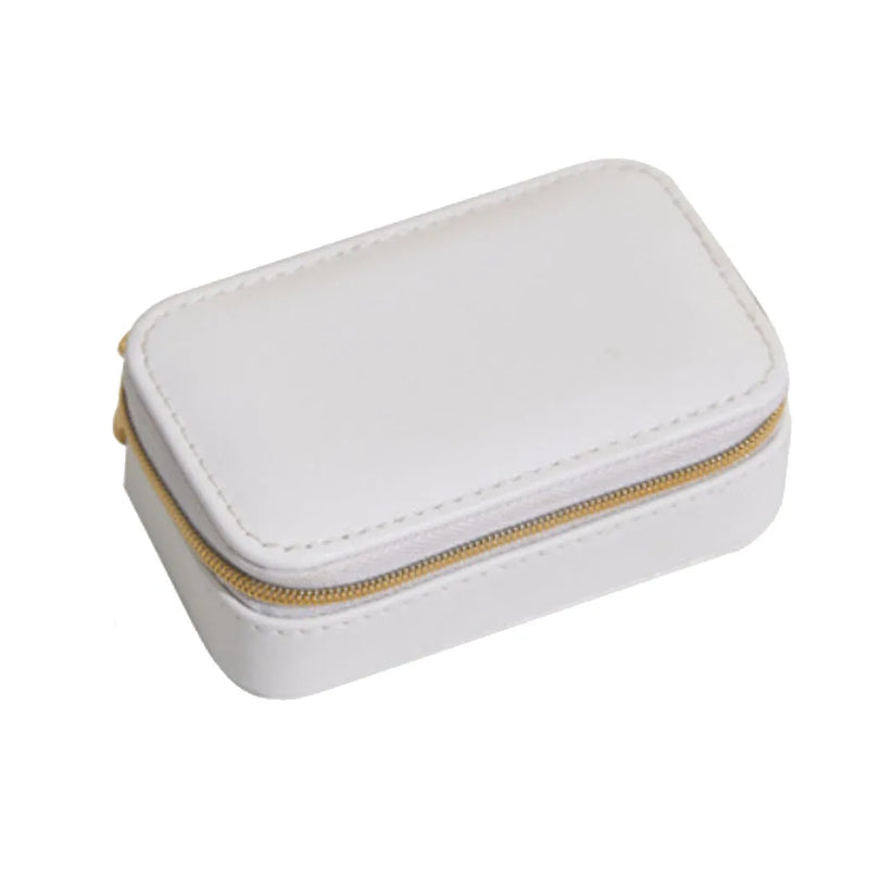 Vintage Jewelry Box Mini Portable Organizer Rings Necklace Cream