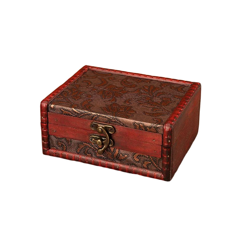 Antique Wood Jewelry Box with Lock - Necklace, Bracelet Storage