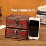 Antique Wooden Jewelry Box with Lock Buckle