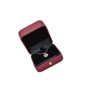 Vintage Leather Square Box Pendant - Romantic Filleted Design