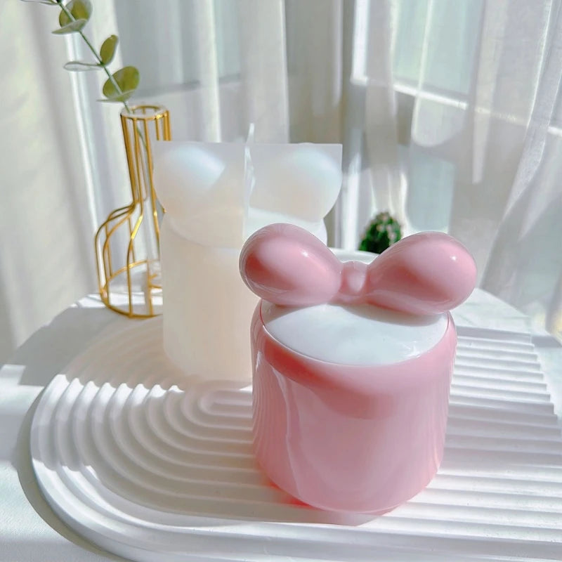 Resin Mold with Lid Bowknot Shape Small Jar Epoxy Resin Casting Mould DIY