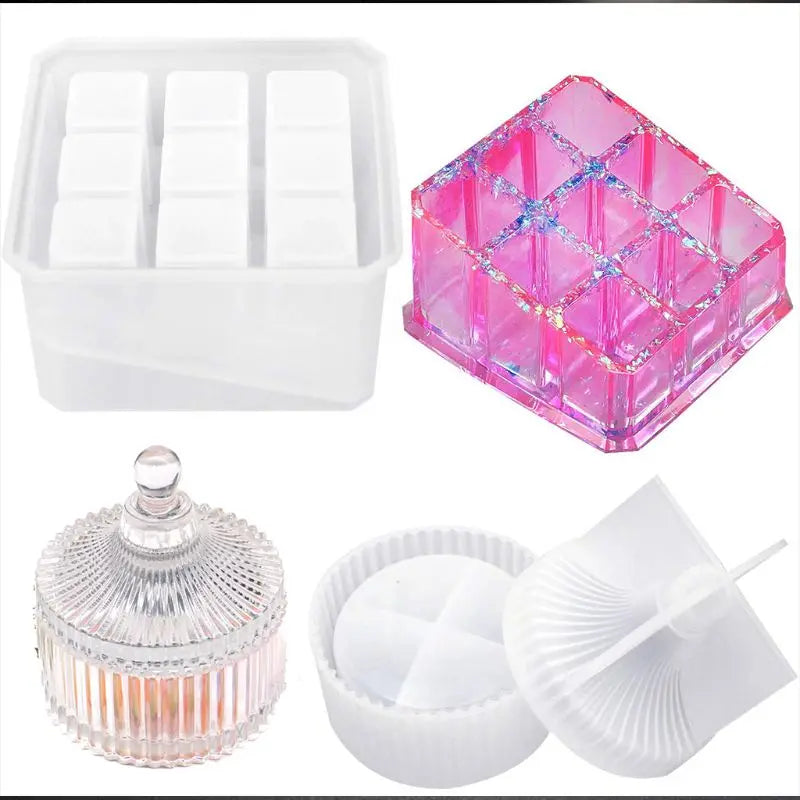Round Box Resin Molds with 9-Slot Epoxy Molds