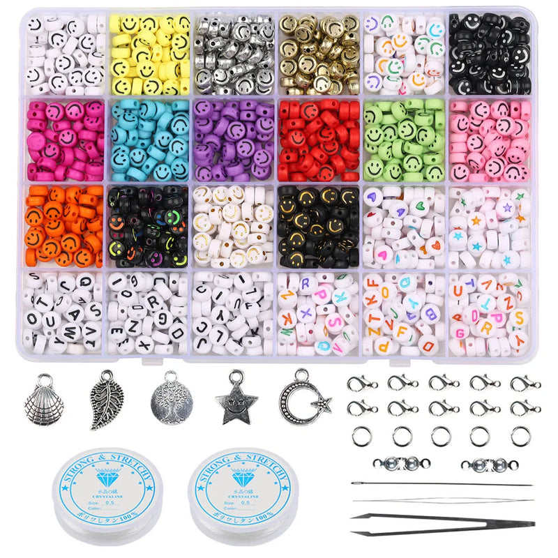 26 English Letters Beads Smiley Acrylic Beads Jewelry Making Kit