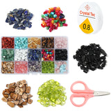 Loose Natural Gravel Gemstones Beads Set with Crystal Line Scissors