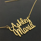 Double Nameplate Necklace Stainless Steel Long Necklace