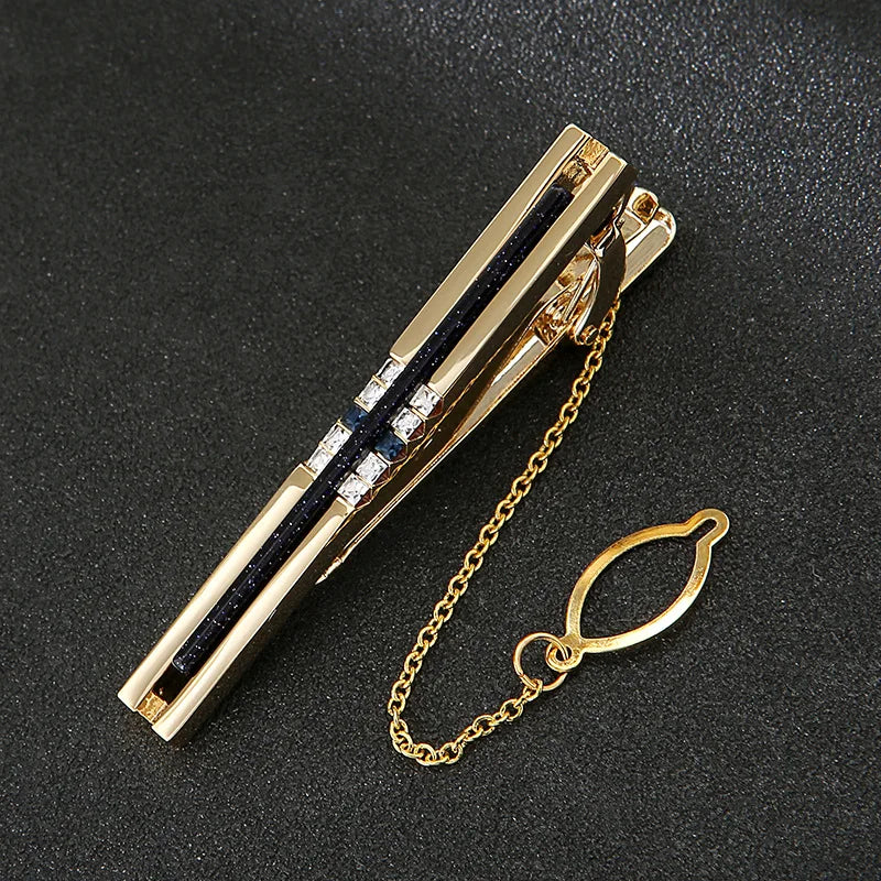 Crystal Agate Tie Clip for Men Wedding Guest Suit Cufflinks