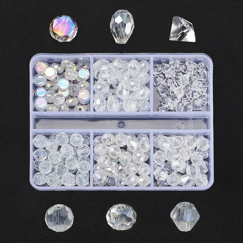 Mixed Shape Glass Beads Set Faceted Crystal Beads for Jewelry DIY