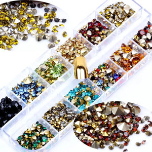 1200pcs Point Back Rhinestones Mix Size Set for Jewelry Nail Art Wedding Dress