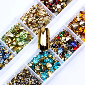1200pcs Point Back Rhinestones Mix Size Set for Jewelry Nail Art Wedding Dress