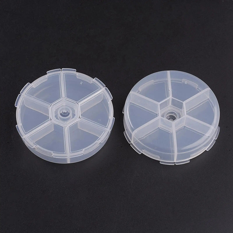 Round Small Box with Lid Organizer 6 Compartments