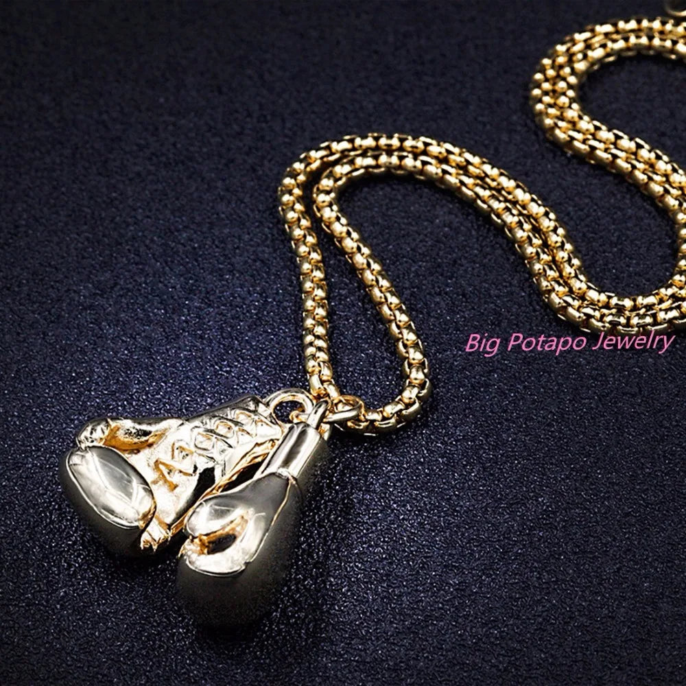 Boxing Glove Pendant Charm Necklace Men Jewelry
