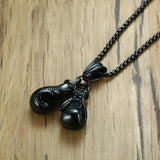 Boxing Glove Pendant Necklace Stainless Steel Chain Sport Fitness