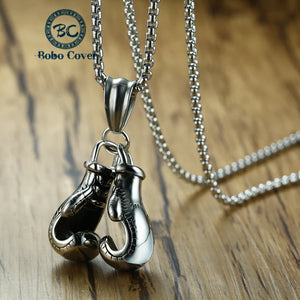 Boxing Glove Pendant Necklace Stainless Steel Chain Sport Fitness