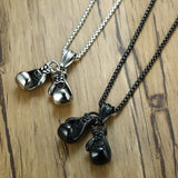 Boxing Glove Pendant Necklace Stainless Steel Chain Sport Fitness