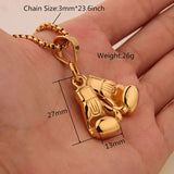 Boxing Glove Pendant Men Necklace Stainless Steel Hip Hop Chain Sports Jewelry