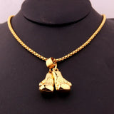 Boxing Glove Pendant Men Necklace Stainless Steel Hip Hop Chain Sports Jewelry