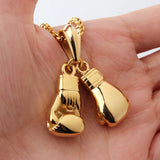 Boxing Glove Pendant Men Necklace Stainless Steel Hip Hop Chain Sports Jewelry
