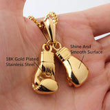 Boxing Glove Pendant Men Necklace Stainless Steel Hip Hop Chain Sports Jewelry