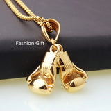 Boxing Glove Pendant Men Necklace Stainless Steel Hip Hop Chain Sports Jewelry