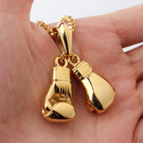 Boxing Glove Pendant Men Necklace Stainless Steel Hip Hop Chain Sports Jewelry