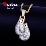 Boxing Gloves Pendant Necklace Iced Men's Hip Hop Jewelry