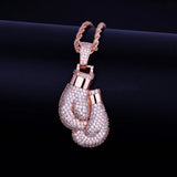 Boxing Gloves Pendant Necklace Iced Men's Hip Hop Jewelry