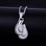 Boxing Gloves Pendant Necklace Iced Men's Hip Hop Jewelry