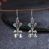 Boy Girl Balloon Drop Earrings 925 Sterling Silver Zircon Earrings