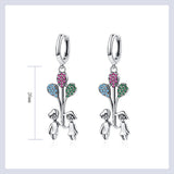 Zircon Inlaid 925 Silver Balloon Drop Earrings
