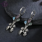 Zircon Inlaid 925 Silver Balloon Drop Earrings