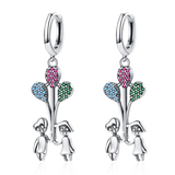 Zircon Inlaid 925 Silver Balloon Drop Earrings