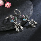 Zircon Inlaid 925 Silver Balloon Drop Earrings