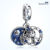 Boy & Moon Zircon Charm Silver Plated Wedding Party Bracelet Jewelry