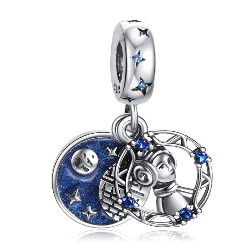 Boy & Moon Zircon Charm Silver Plated Wedding Party Bracelet Jewelry