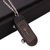 Boys Sport Skateboard Stainless Steel Cross Necklace