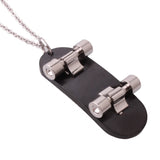 Boys Sport Skateboard Stainless Steel Cross Necklace