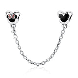 925 Silver Plated Safety Chain for Bracelet with Sparkling Daisy Heart Star Pend