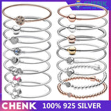 925 Silver Classics Bracelet Fits Pan Charm 1:1 Model Logo Gift For Women