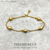 5 Skulls 925 Sterling Silver Bracelet Summer Link Chain