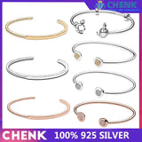925 Sterling Silver Open Bangle for Women Charm Pendants