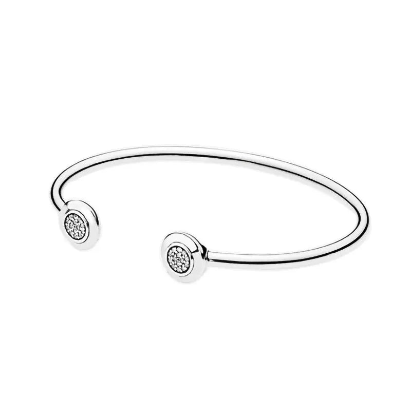 925 Sterling Silver Open Bangle for Women Charm Pendants