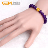 Purple Jades Gemstone Beads Bracelet 7.5 Inches
