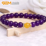 Purple Jades Gemstone Beads Bracelet 7.5 Inches
